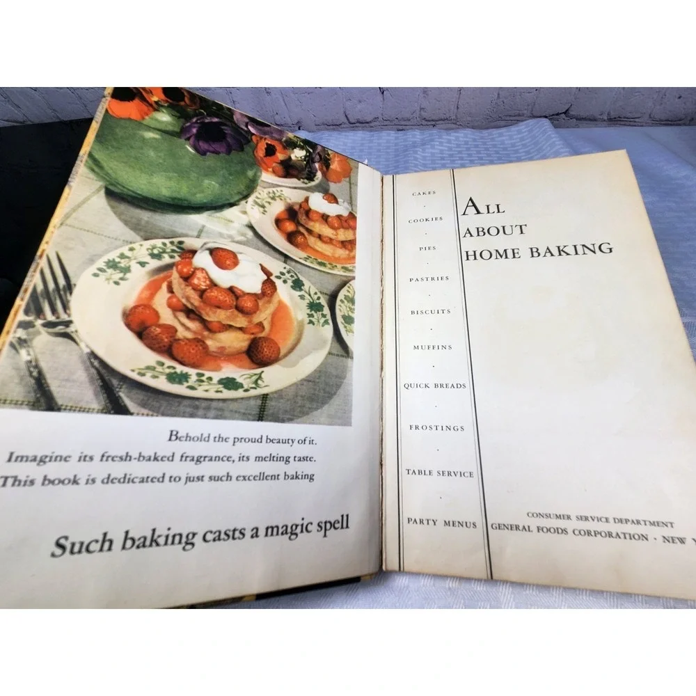 All About Home Baking (June 1933) General Foods - Cookbook Hardcover 3rd Ed